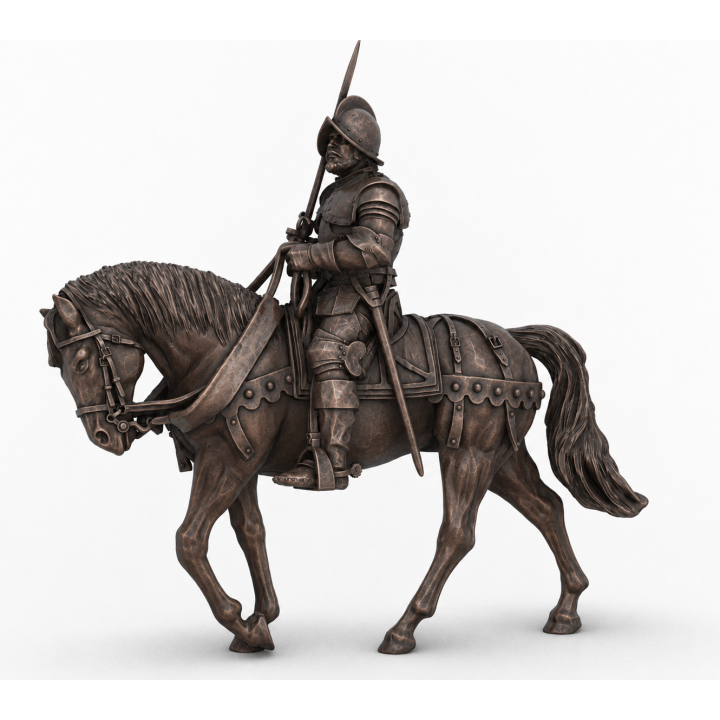 Escultura conquistador español a caballo