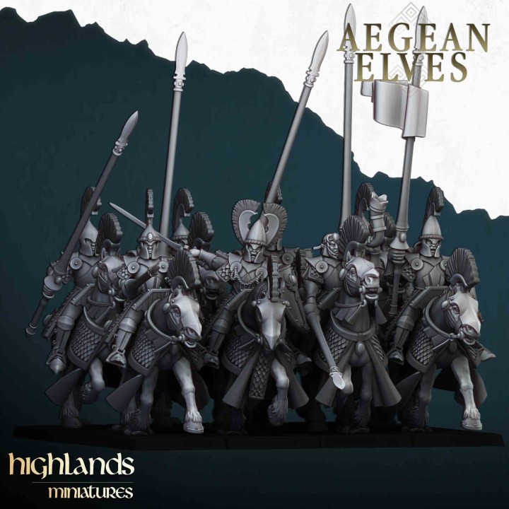 8 caballeros élficos con lanza_28mm
