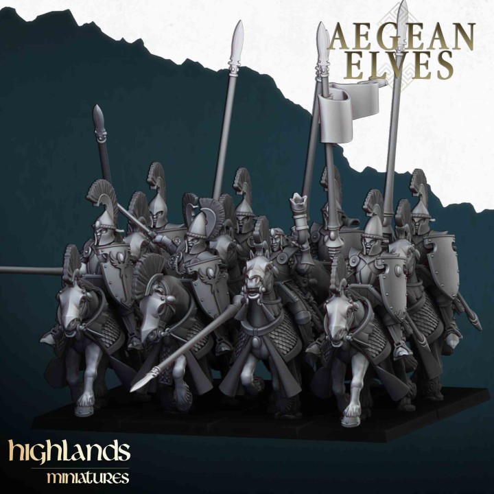 8 caballeros élficos con lanza_28mm