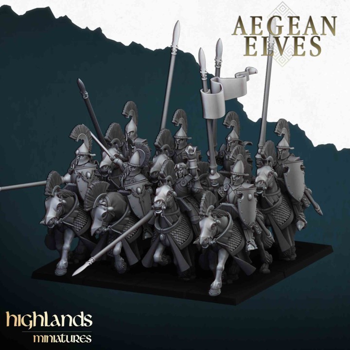 8 caballeros élficos con lanza_28mm
