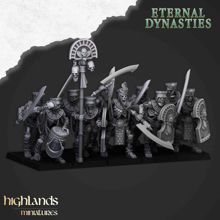 20 guardias no muertos con arma de mano y escudo_28mm