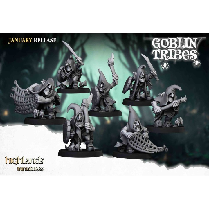 20 goblins nocturnos con espada y escudo_28mm